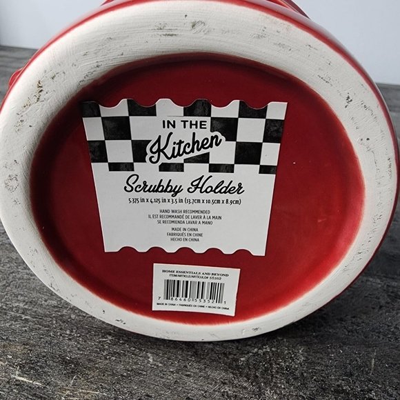 In the Kitchen Series Red Pot Scrubby Holder White Sponge - Picture 5 of 7